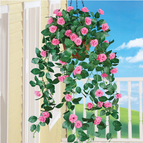 Primrue Cascading Roses Hanging Basket & Reviews Wayfair